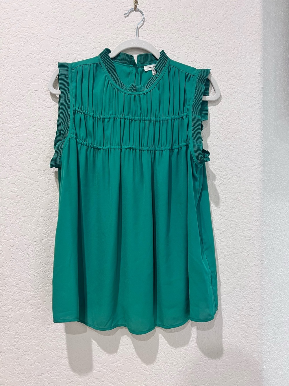 Max Studio Emerald Green Ruffle Sleeveless Top | Women’s XL
